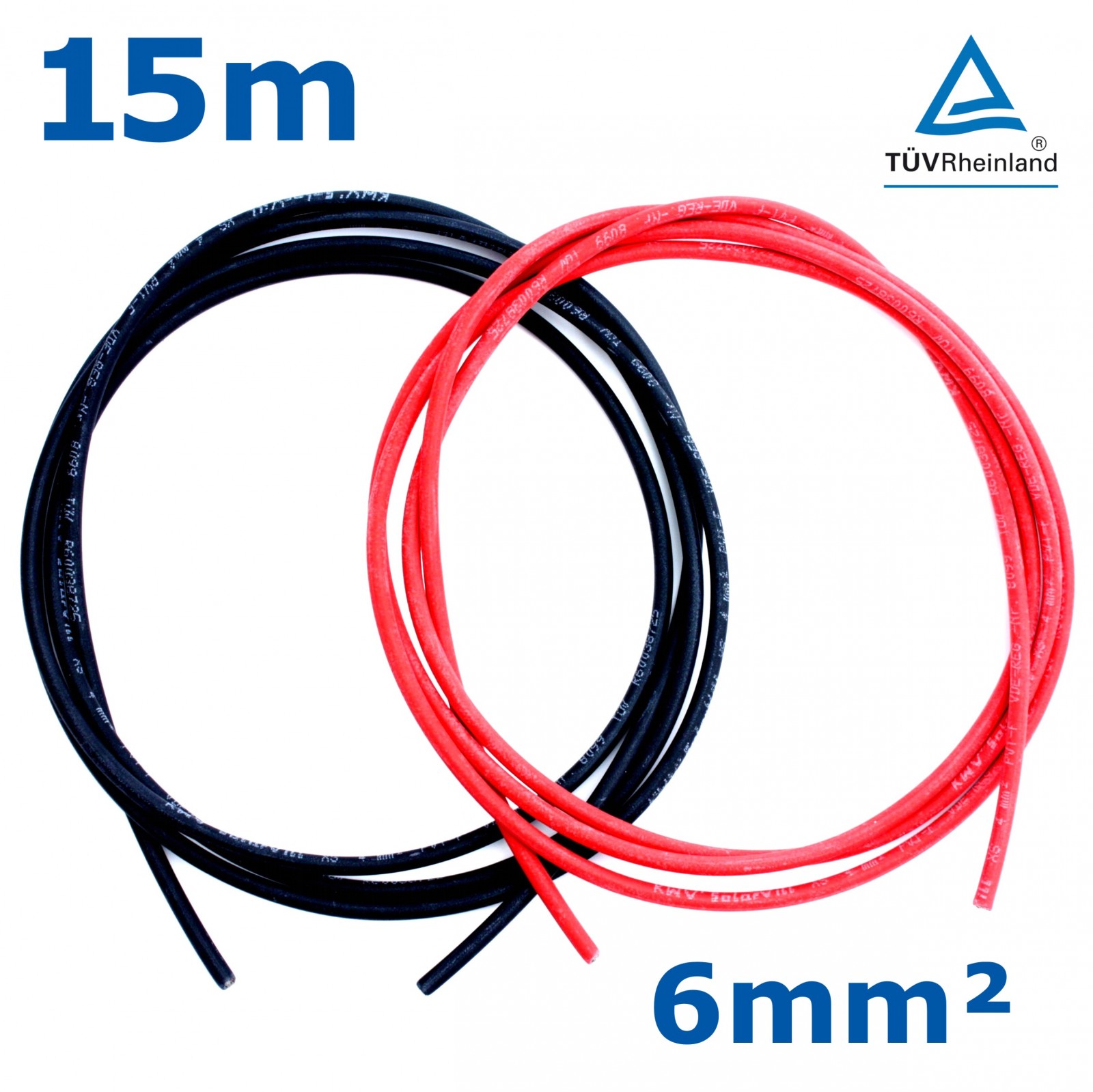 (1,57€/1m) 15m Solarkabel 6mm² rot oder schwarz PV-Kabel Photovoltaik Kabel